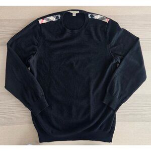 Burberry Brit Merino Wool Sweater Nova Check Shoulder Crewneck
